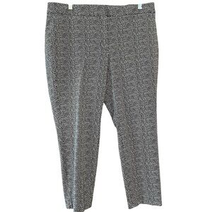 Talbots Chatham Ankle Pants Black and White Falling Lines Print size 16W Petite